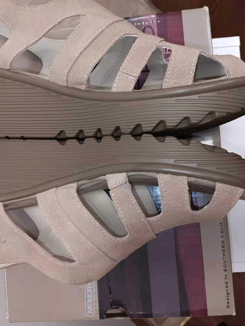 Skechers Women's Beige Suede Wedge Sandals